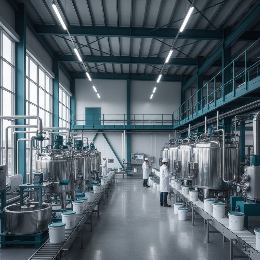 Industrial mixing vessels dispersing pigment into liquid in a coatings production plant